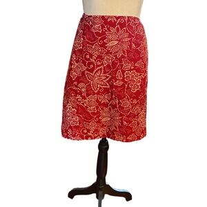 Jones New York Red and White Midi Pencil Skirt